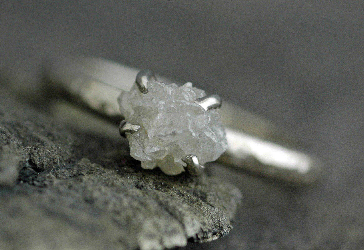 ProngSet Rough Large Diamond Stacker Ring in 14k by Specimental