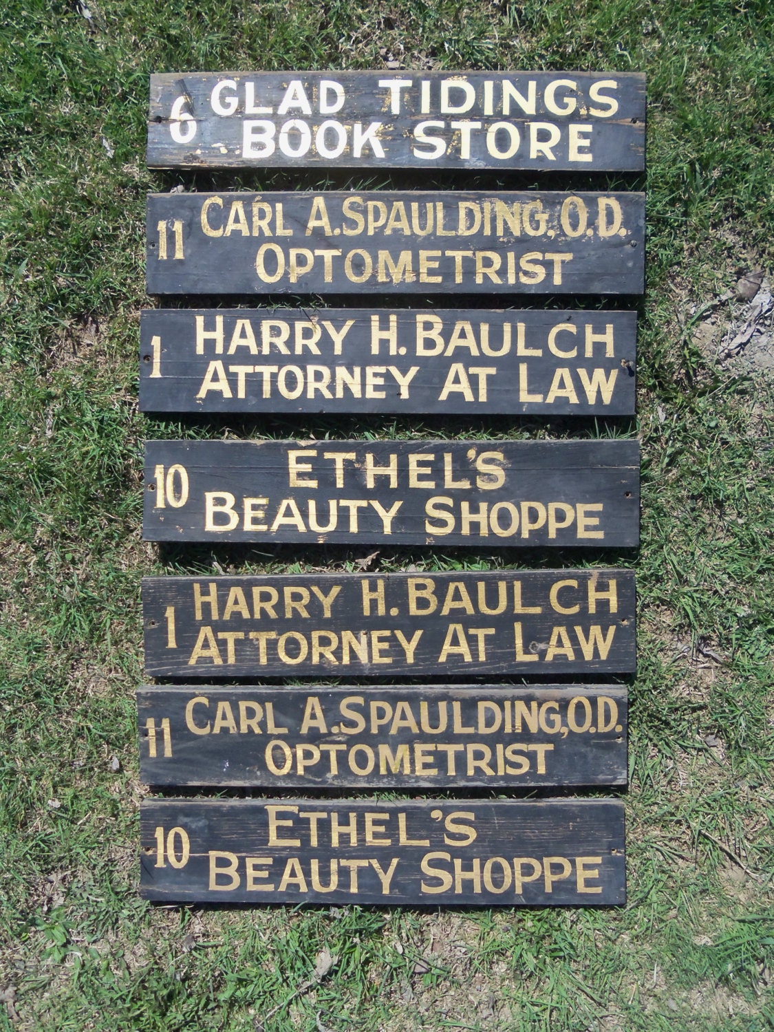 Vintage Antique Rustic Handpainted Wooden Folk Art Houlton Maine Business Signs from Rustysecrets