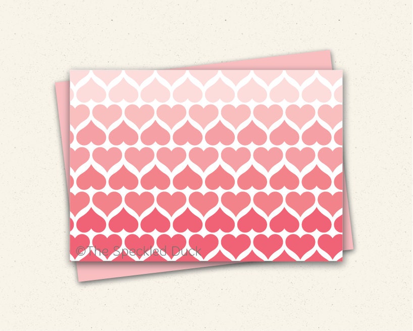 Ombre Hearts - Set of 12 Folded Notes Il_570xn