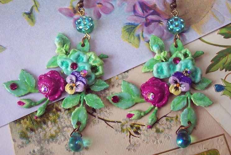 Flourishing Gardens - Hand-Sculpted - Swarovski Crystal Earrings