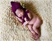 Baby Shell Bonnet, Newborn Photo Prop, crochet, wild berry