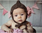 Baby Bonnet, Baby Pixie Bonnet, Crochet Baby Bonnet, Flower Bonnet