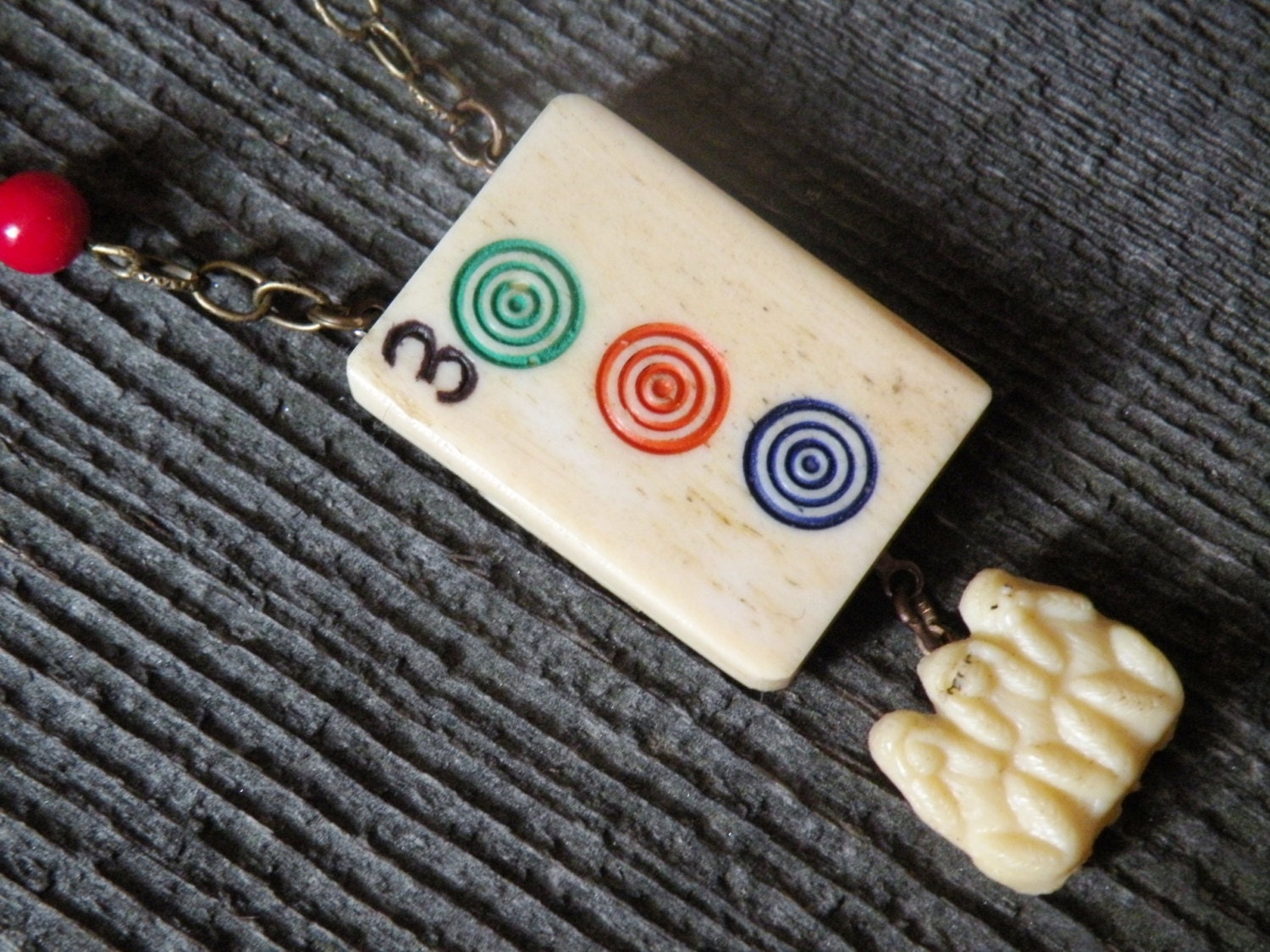 Year of the Monkey - Vintage Mah Jongg Tile Assemblage Necklace