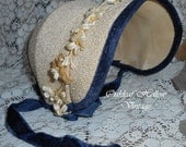 Vintage Womens Childs Hat 50s 60s Blue Felt Ribbon Trim