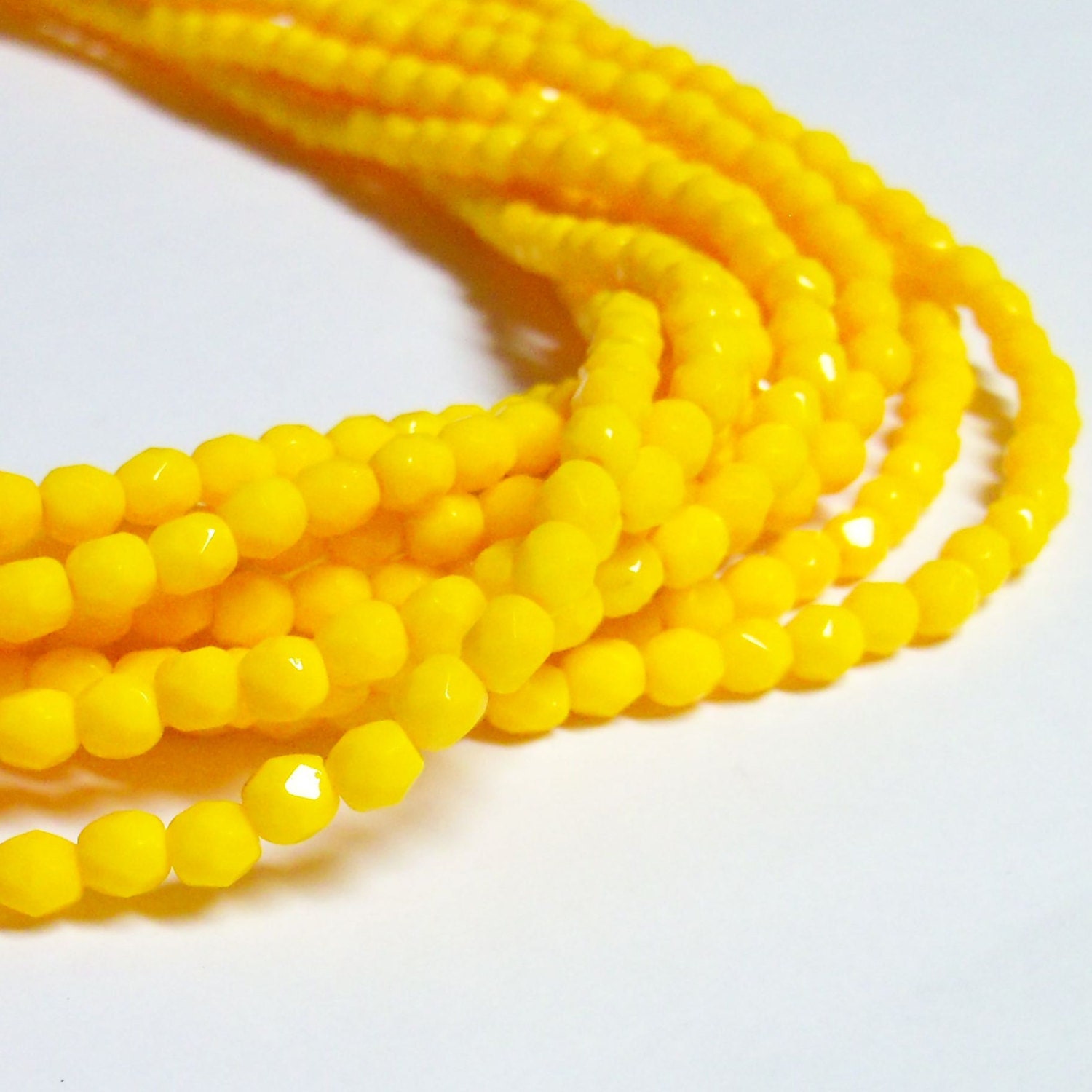 Czech Fire-Polished Glass Faceted Round - 4mm - Opaque Light Orange - 50 Beads