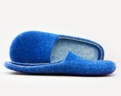 Bolivian Sky" Felted blue wool slippers Handmade to Order