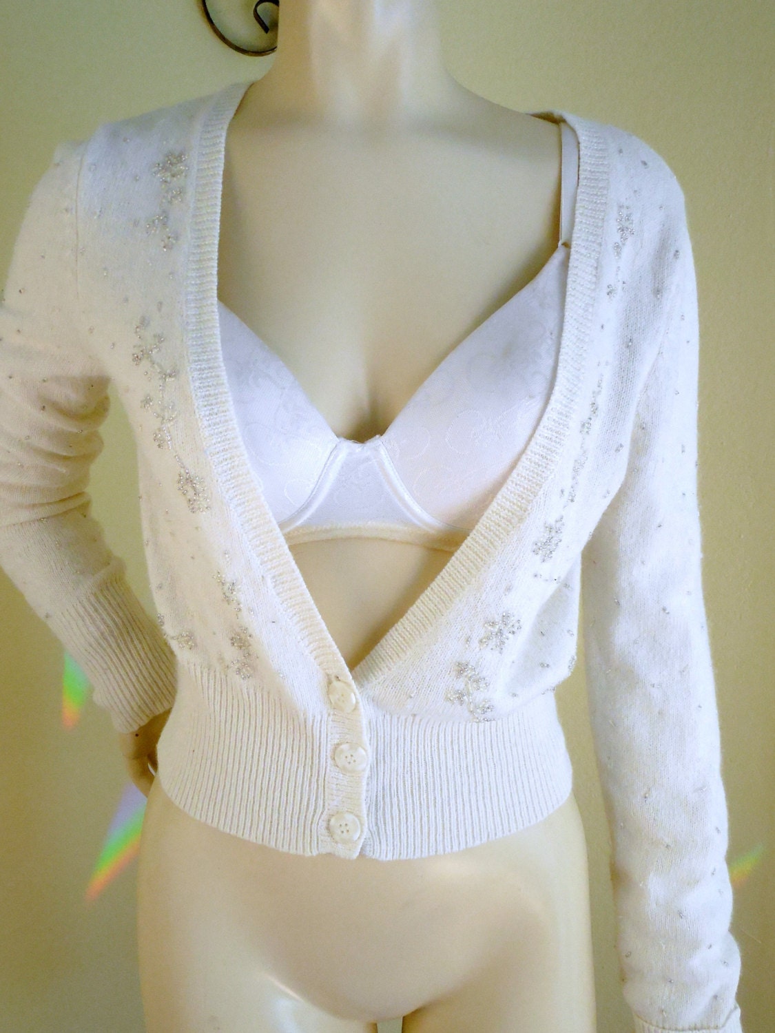 Vintage 80s Angora Beaded Sweater