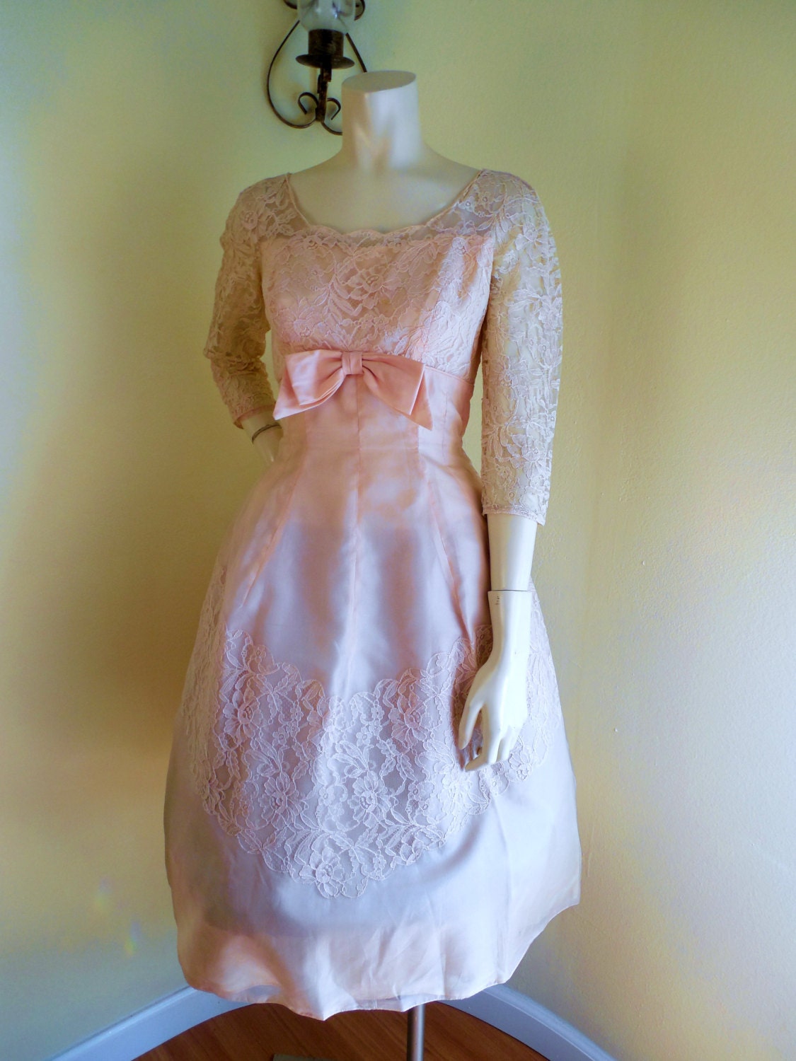 Vintage Pretty in Pink Lace and Acetate Gown  sm-med