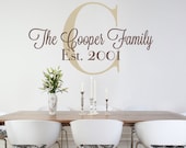 Personalized Family Monogram Vinyl Wall Decal - Custom Family Decal