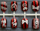 Japanese Nail Art- Burlesque Bow Fake Nails (Active Length)