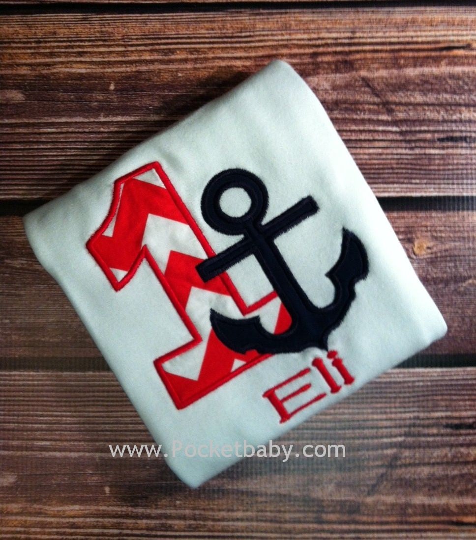 Personalized Nautical Birthday Shirt - You Choose your Fabrics - by Pocketbaby