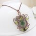 Copper necklace, Peridot and green garnet necklace, Olive green wire wrapped jewelry, Handmade copper jewelry