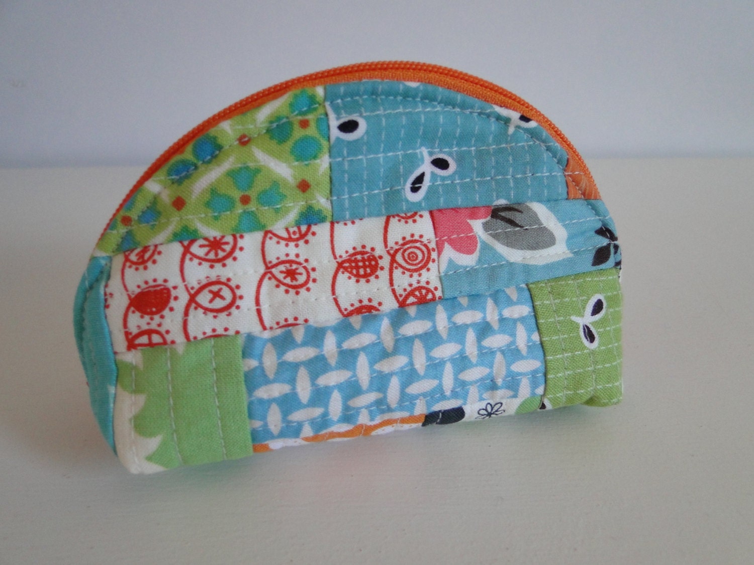 Free shipping - Modern Patchwork Dumpling - Aqua Orange