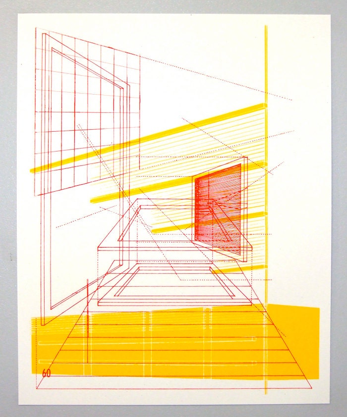 Perspective architecture 3, architectural graphic design, 16 x 20 inches silkscreen print