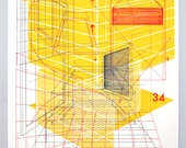 Perspective architecture 3, architectural graphic design, 16 x 20 inches silkscreen print