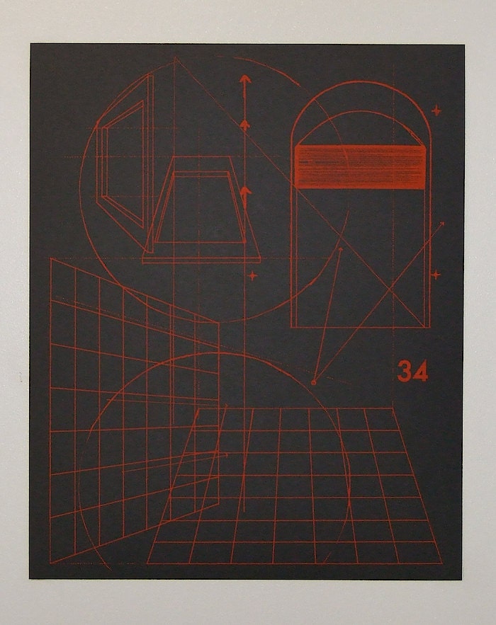 Perspective architecture 1, architectural graphic design, 16 x 20 inches silkscreen print