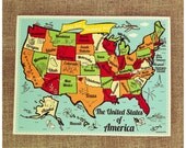 United States Map Full Color Note Card