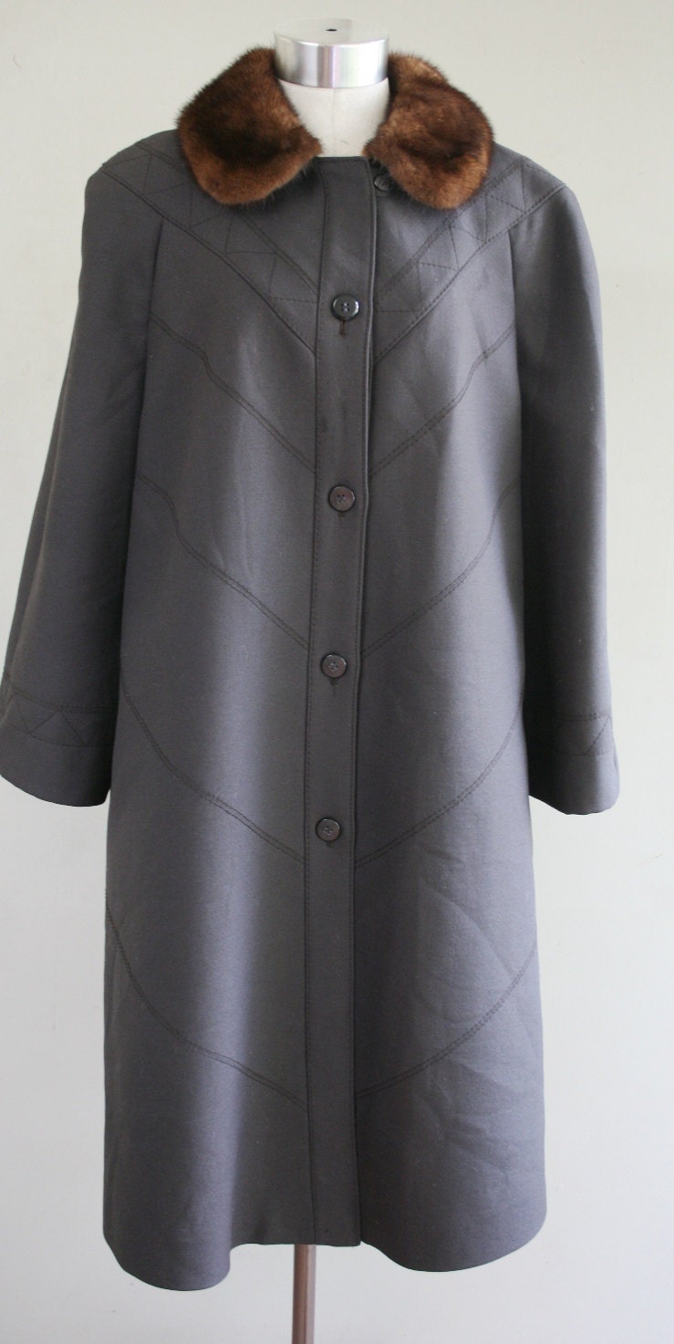 We'll Do Things My Way...Capiche  -  Dark Expresso Brown Coat - Mink Colar - by Baldin-Brussels