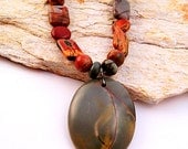 Red River Jasper Necklace, Stone Beaded Necklace, Stone Jasper Jewelry