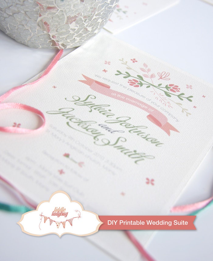 Printable Wedding Invitation Suite -  Art Nouveau