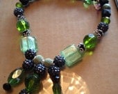 Luscious Emerald Green and Black Beaded Necklace