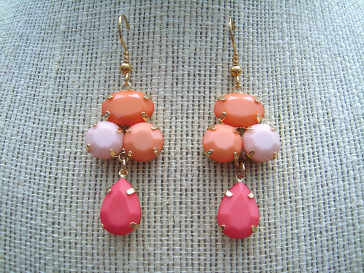 Shades of coral chandelier earrings