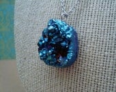 Blue Titanium Druzy Necklace