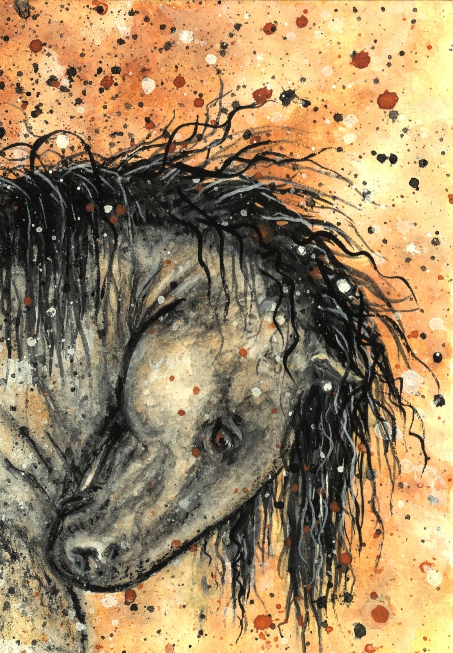 DreamWalker Mustang Abstract Horse ArT -  8.5 x 11 Print by AmyLyn Bihrle