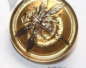 Czech Glass Iridescent Button Golden Bronze  18mm
