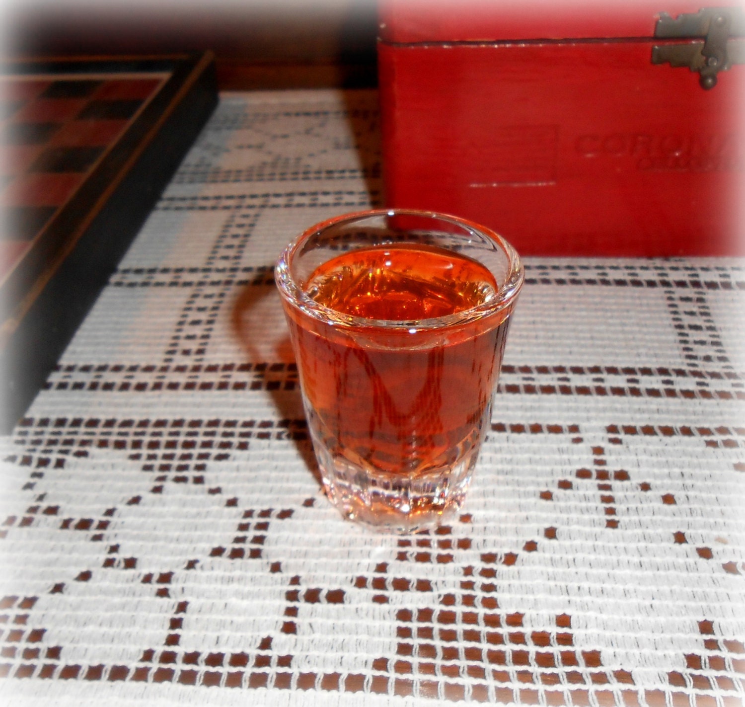 Fake Shotglass of Whiskey Whisky Round Glass Faux Photo Staging Prop