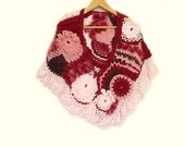 Freeform crochet capelet. Freeform crochet shawl stole poncho. 3D crochet scarf. Mothers Day gift. Shabby boho. Spring fashion