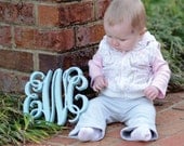 Small Vines Wooden Monogram PAINTED cutout  - 8 inch - wedding- newborn - photo prop vintage shabby chic cottage decor