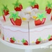 Strawberry Shortcake Paper Cake Slice in REDS favor baking party box printables - Editable Text Printable PDF