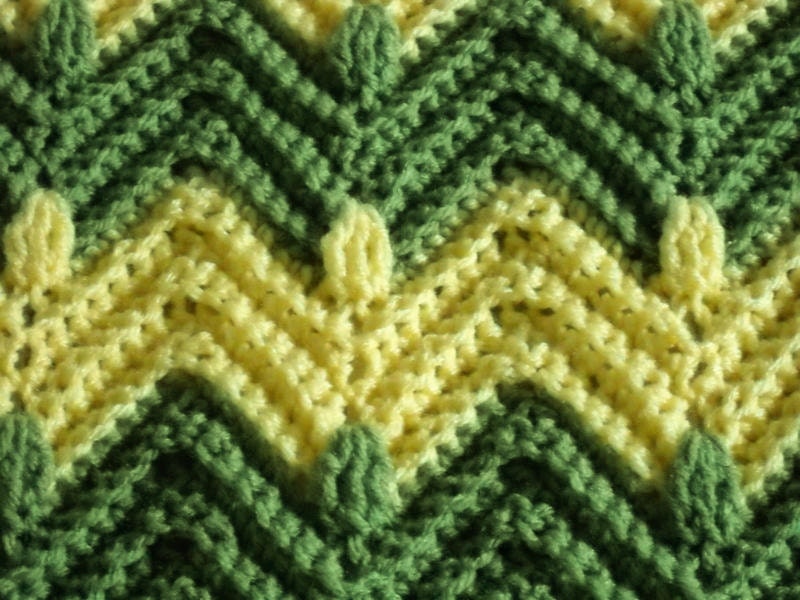 Crochet Blanket Green Bay Packer or John Deere Yellow Chevron Zig Zag Throw Afghan Fathers Day Sale