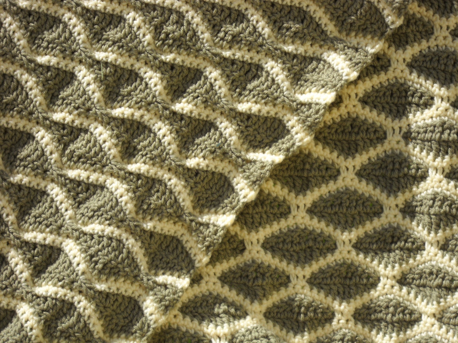 Crochet Blanket Sale Reversible Taupe and Cream Aghan Throw Home Decor Wedding gift