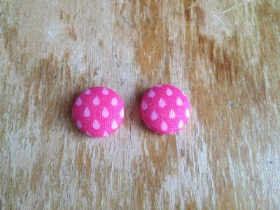 Pink polka dot button earrings.  Spring has sprung