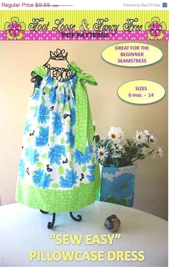 Sew Easy Pillowcase Dress Pattern - Size 6 mos baby -14 child - PDF Sewing Pattern by FootLooseFancyFree on Etsy