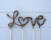 Rustic Wedding Cake Topper - Love - Natural Vine