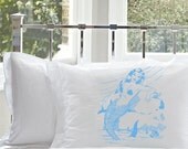 Two (2 for 20) light blue MERMAID beautiful sea maiden vintage girl lady ship sailor room pin up White Pillowcase cover pillow case