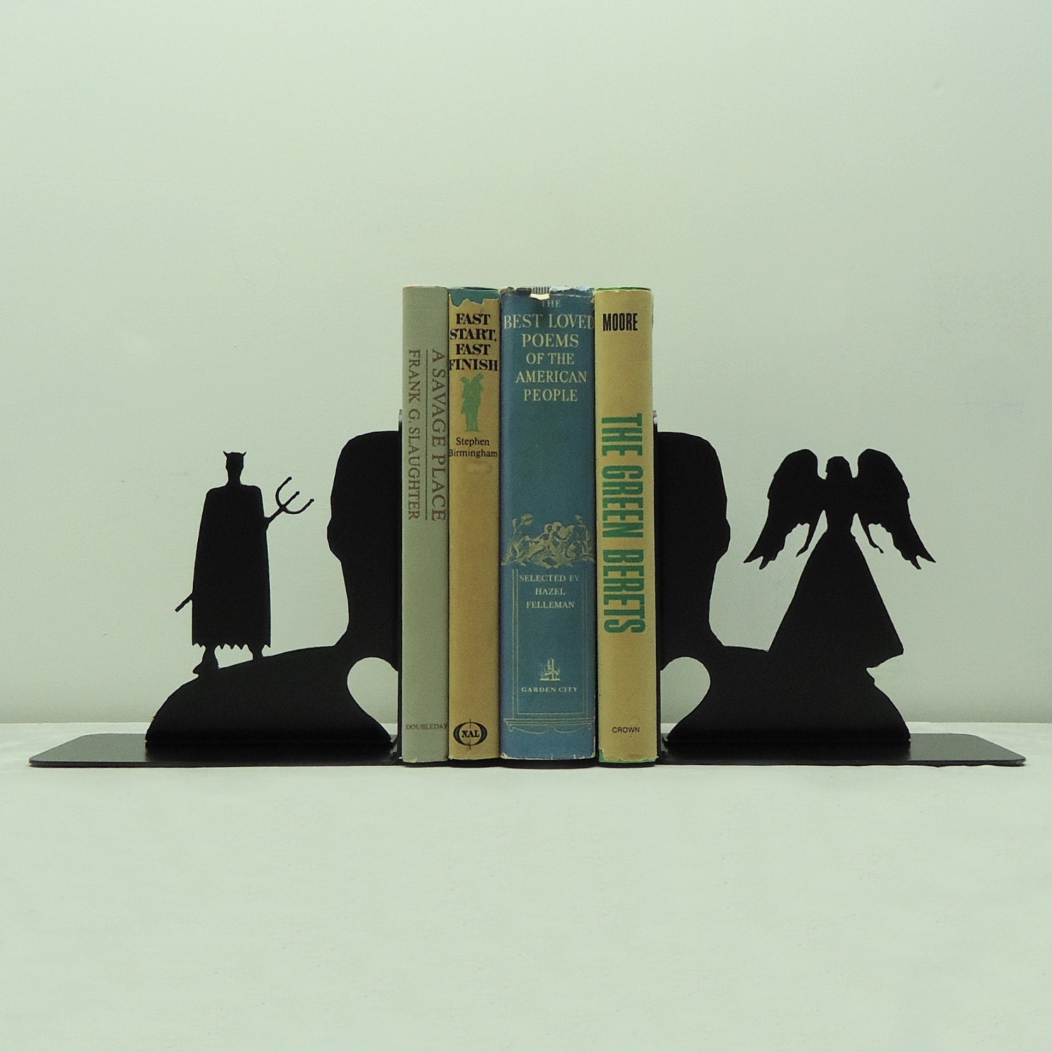 Angel Devil Metal Art Bookends - Free USA Shipping