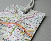 Prato in Tuscany luggage tag made with original map
