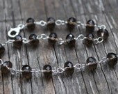 Smoky Quartz Gemstone and Sterling SIlver Bracelet