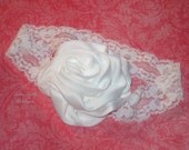 White Flower Headband, Lace Headband, Baby Headband, Christening Headband, Baby Hair Bow, Wedding Headband