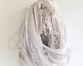 Tattered Silk Chiffon Ribbon - handyed - 10 yds
