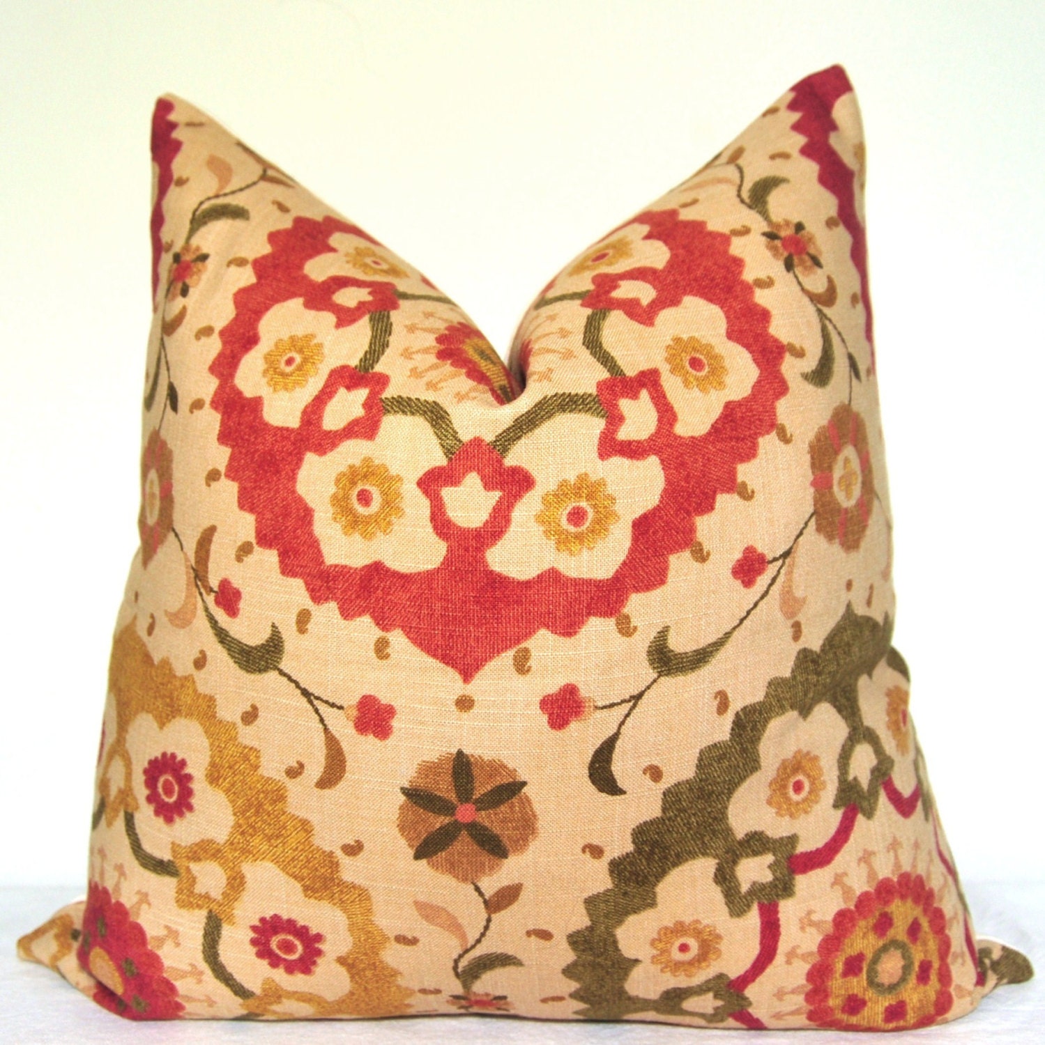 Pillow Cover - Decorative Pillow - Throw Pillow - Toss Pillow - Sofa Pillow - Suzani - Taupe - 20x20 inch