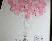 Baby Shower Guestbook -Damask Background -GIRL for up to 50 Guests