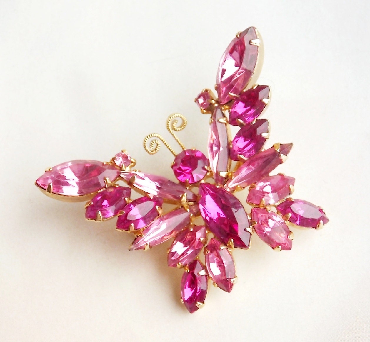 Juliana Butterfly verified D and E gorgeous pink rhinestones