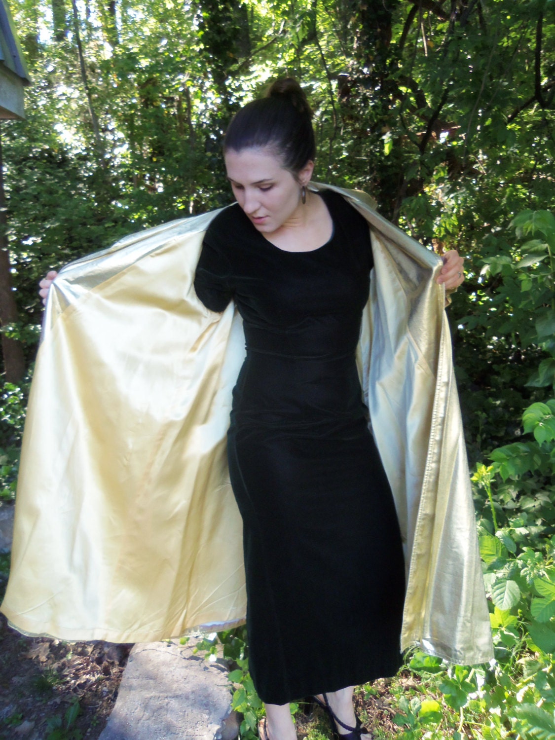 Vintage Trench Coat Gold 70s Glam