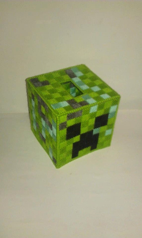 Minecraft Creeper Tissue Box Cover Plastic Canvas By Marsha1991