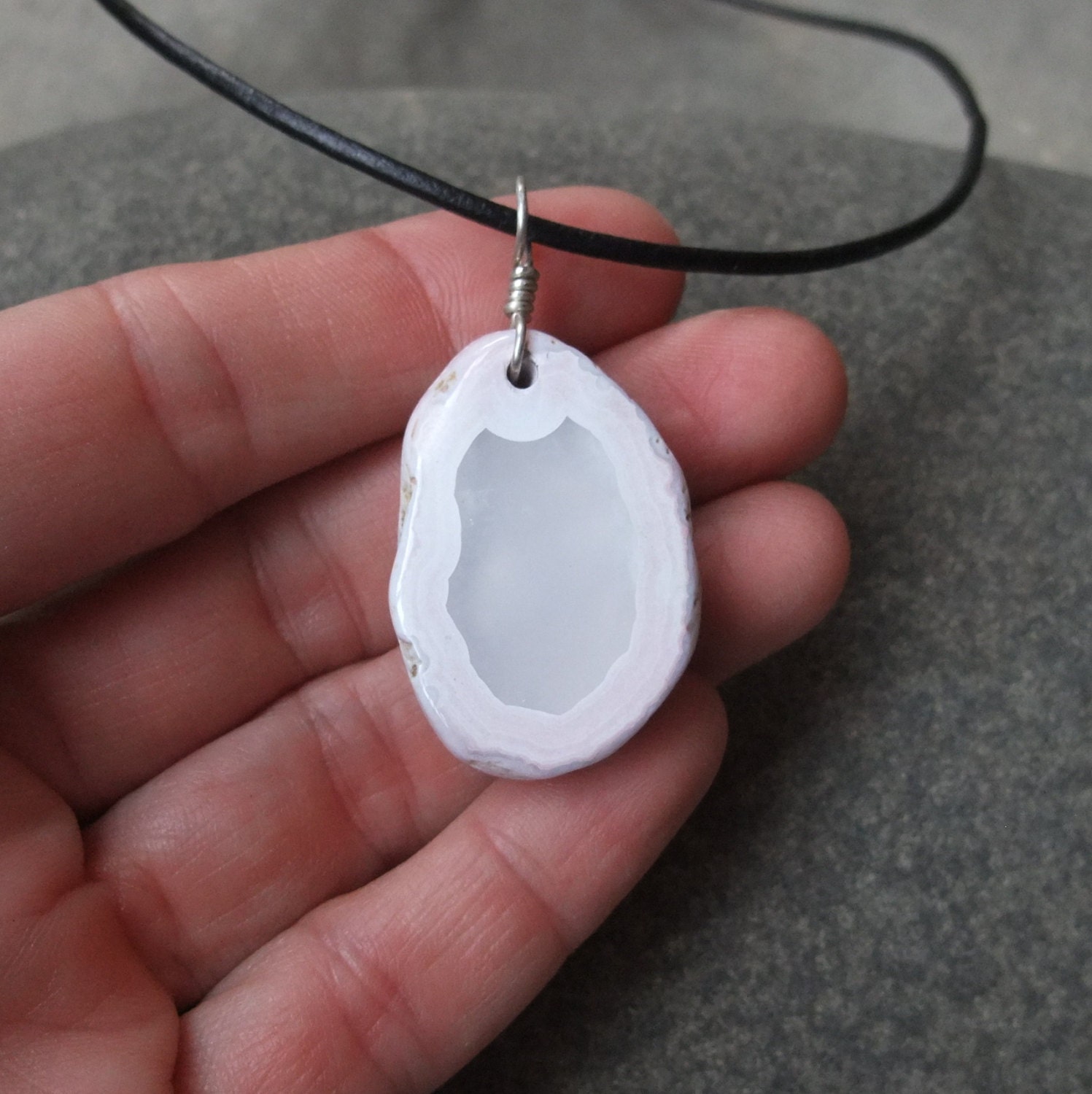 Agate & Quartz pendant necklace -  ethically sourced gem stone from Australia